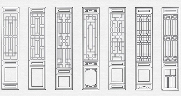 番禺常用中式仿古花窗图案隔断设计图